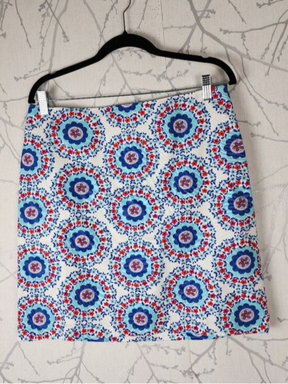 Talbots Floral Mandal Print Cotton Stretch Pencil Skirt